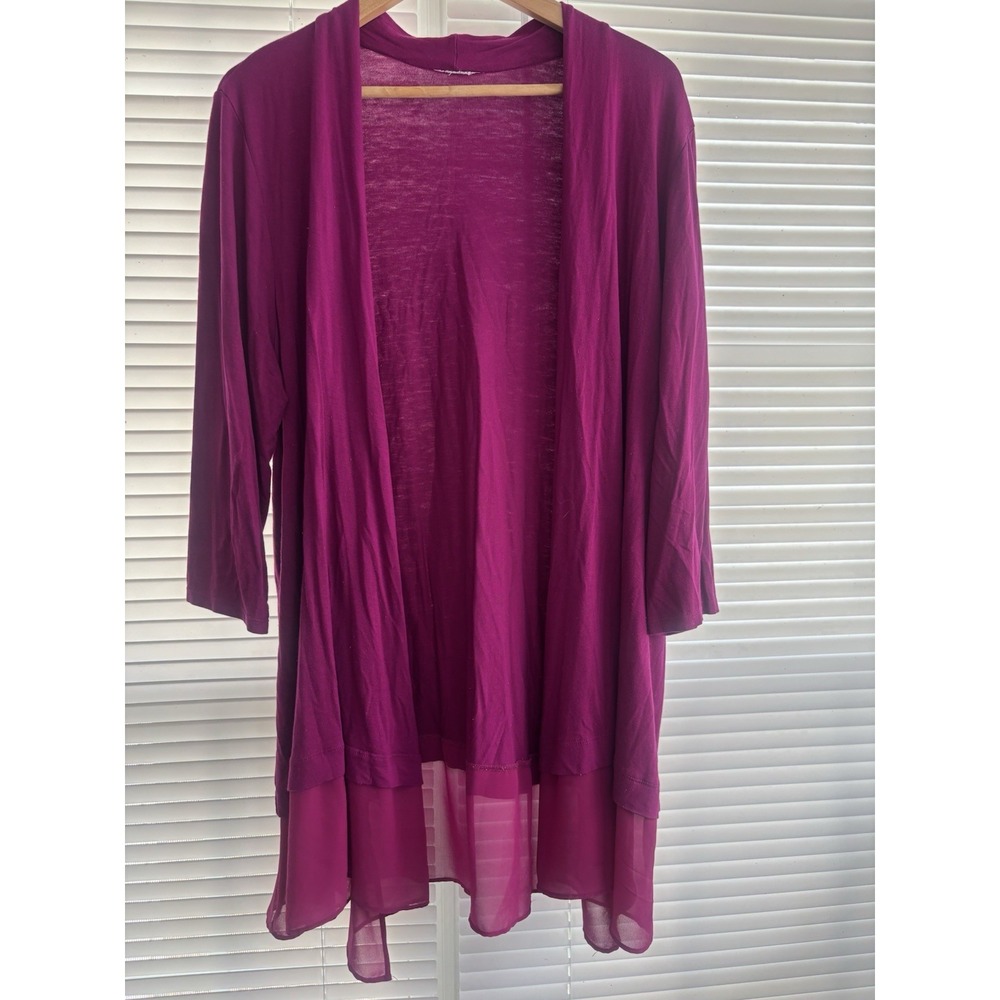 Design‎ History Sweater Womens Xl Cardigan Open Front Berry 3/4 Sleeve Casual